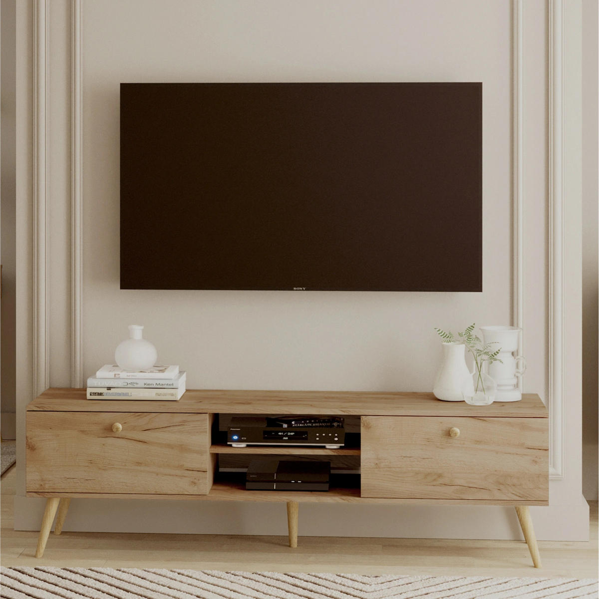 LOWBOARD NATURA, 170 cm, Eiche Craft Gold, 2 Schubladen mit Soft-Close - Naturfarben, Holz (170/50/41cm) - Excellent Home