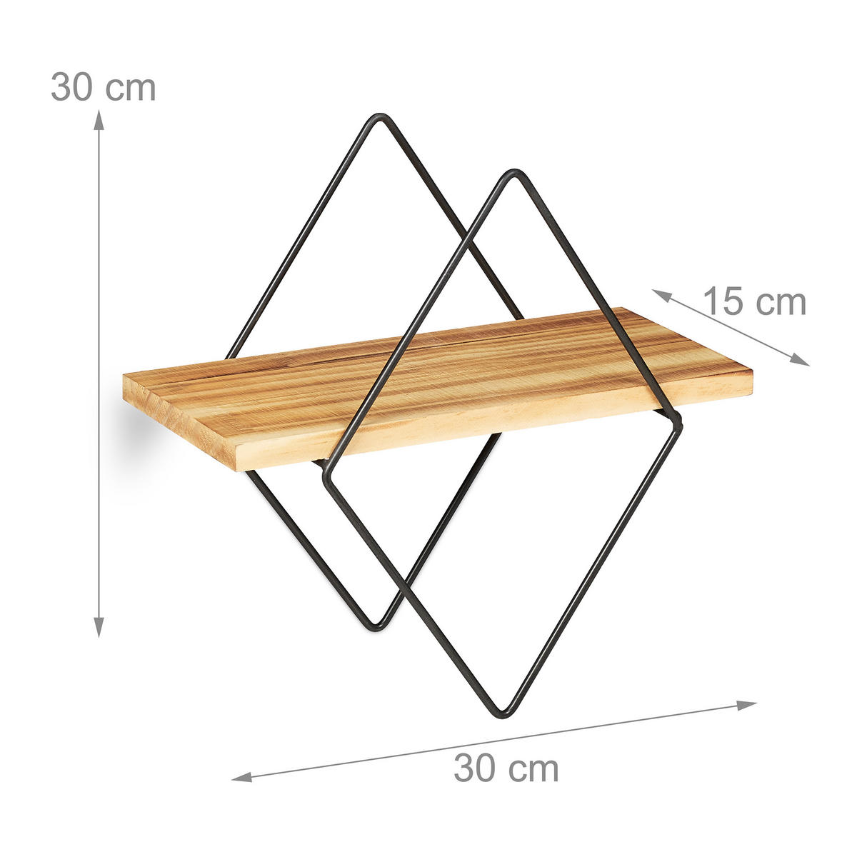 WANDREGAL - Hellbraun, Holzwerkstoff/Metall (30/30/15cm) - Relaxdays