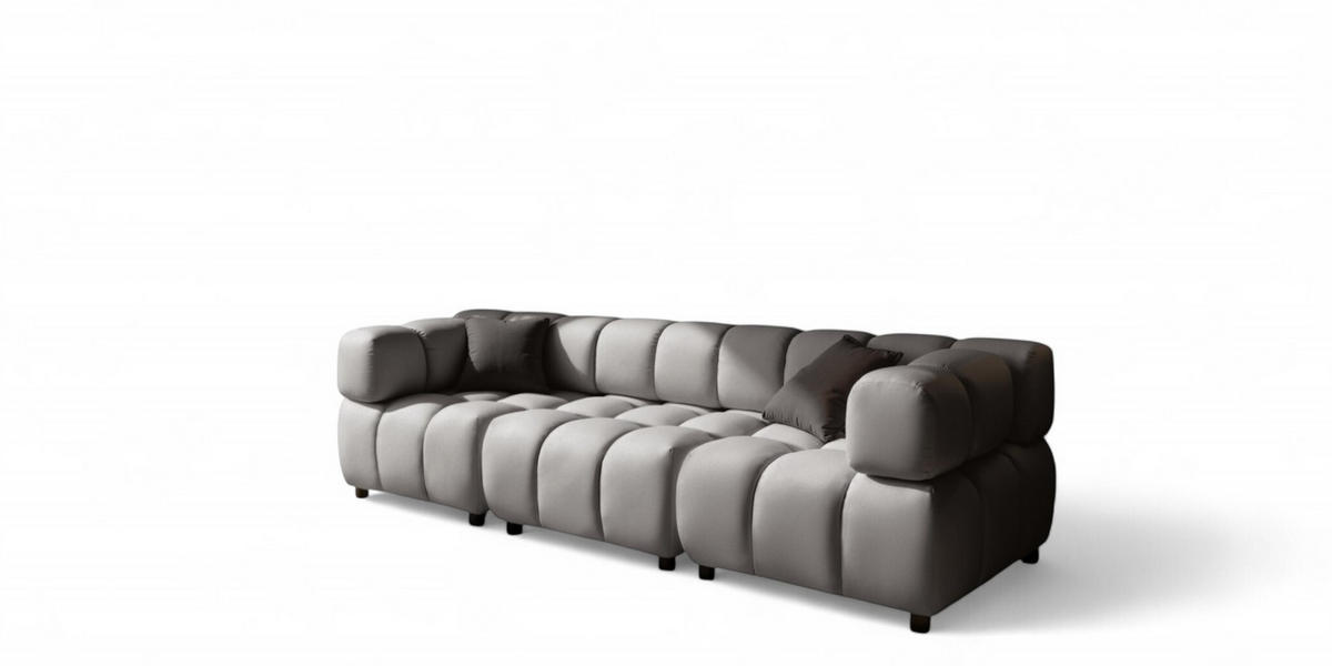 SOFA 3-sitzer Flow - Hellgrau, Holzwerkstoff/Textil (288/71/96cm) - Fun Möbel