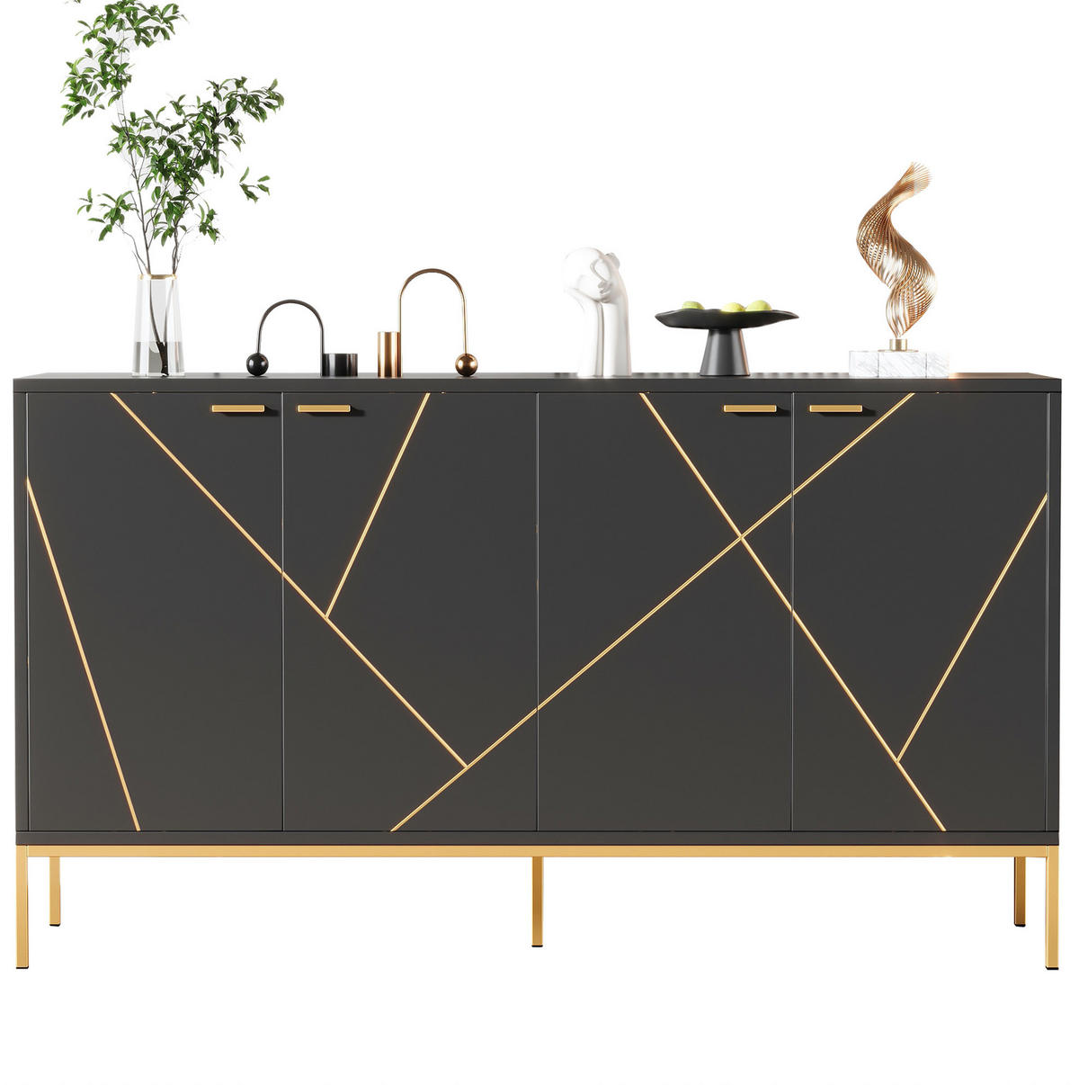 SIDEBOARD 150/40/80 cm aus Spanplatte mit verstellbaren Einlegeböden Schwarz - Schwarz, Holzwerkstoff (150/80/40cm) - Modenvie