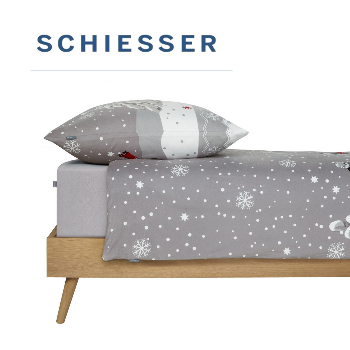 BETTWÄSCHESET Telso - Feinbiber - 2-teilig - 135x200 cm - Grau - Grau, Textil (135/200cm) - SCHIESSER