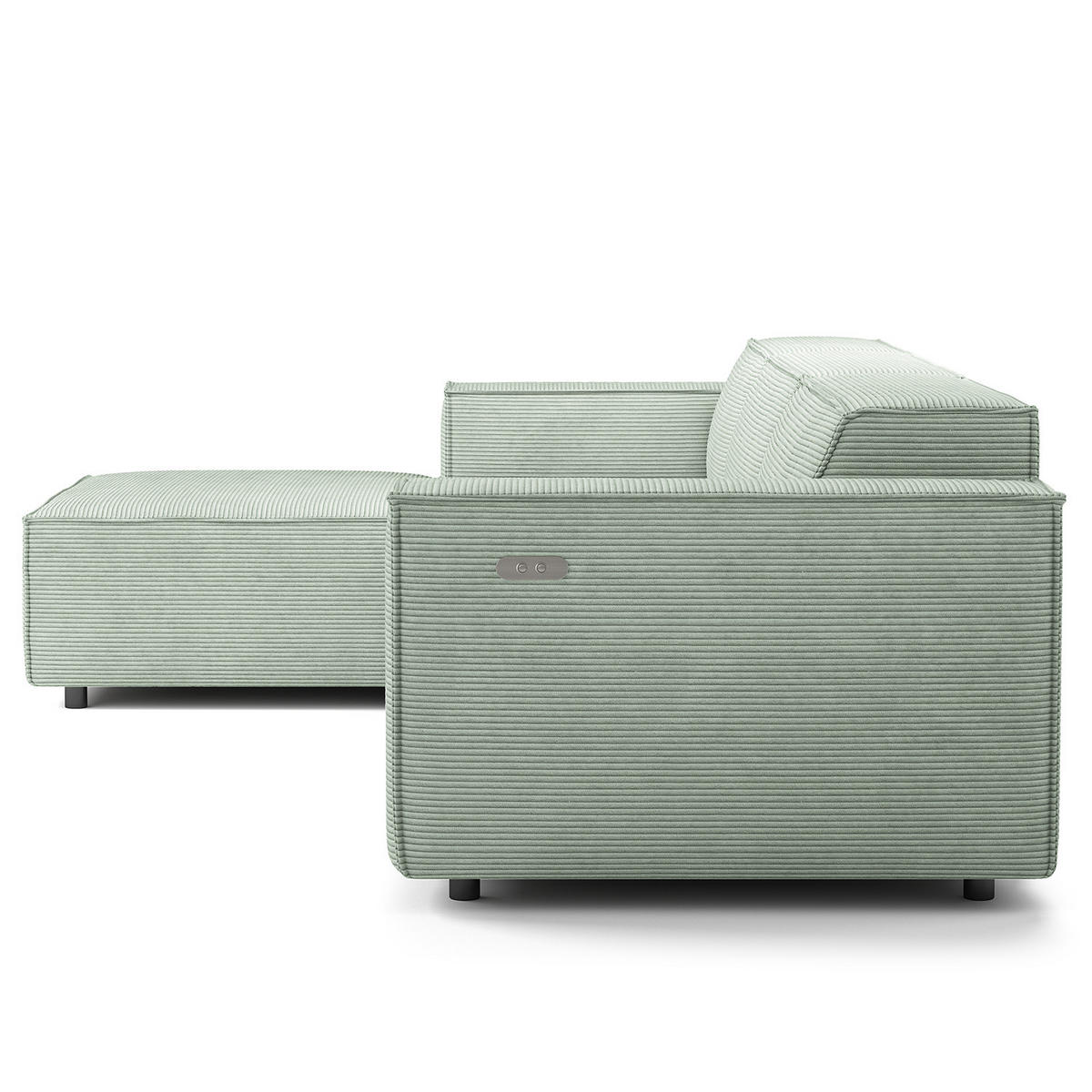 ECKSOFA mit Longchair - Schwarz/Mintgrün, Kunststoff/Textil (294/177cm) - home24