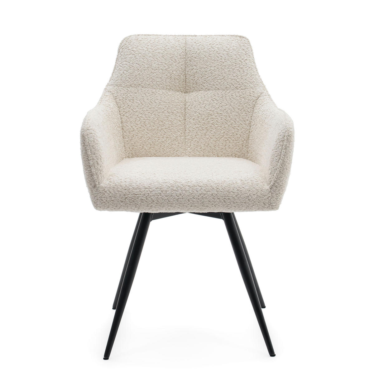 STUHL QUATTRO drehbar gepolsterter mit Steppung - creme - Boucle - Creme/Schwarz, Textil/Metall (58/86/60cm) - NEW HOME