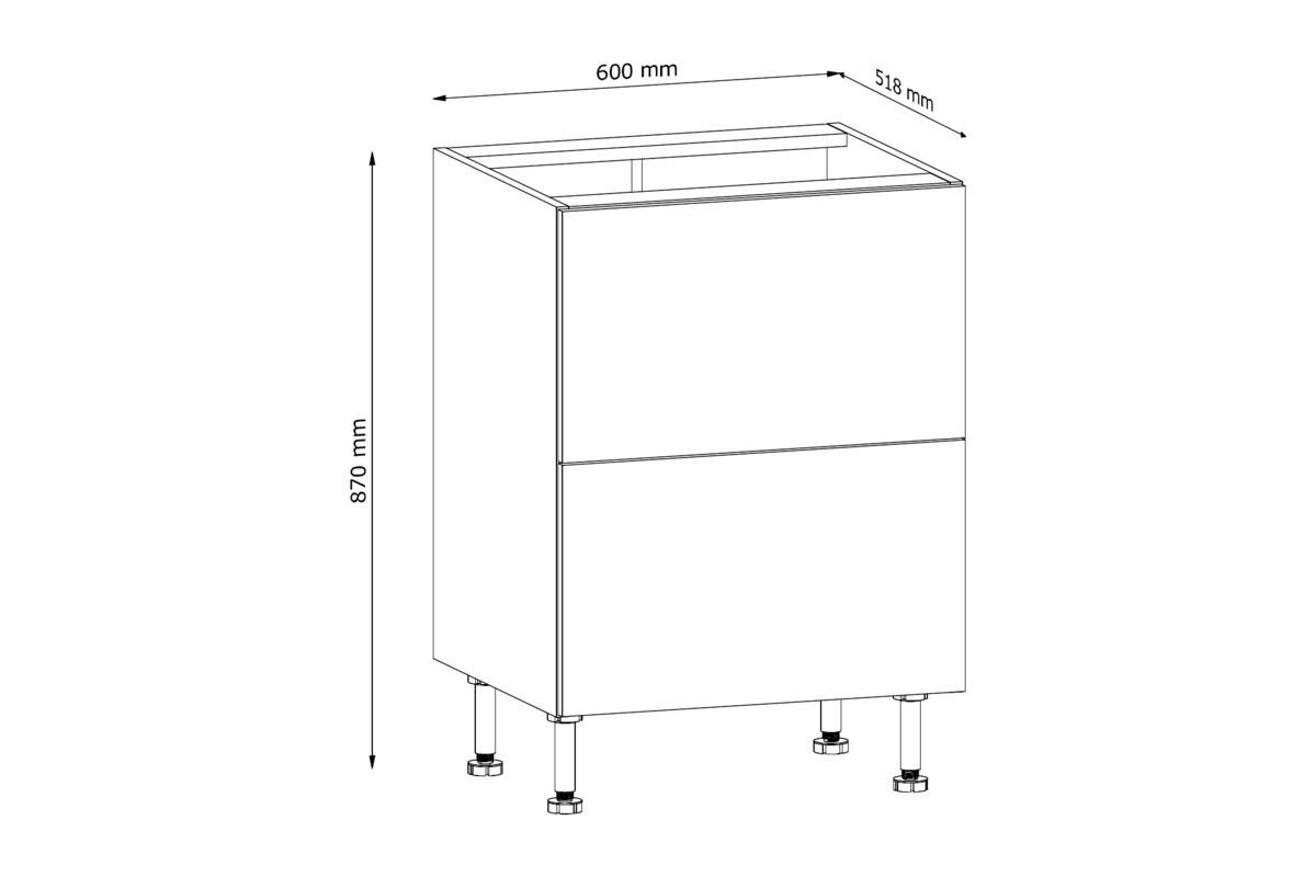 UNTERSCHRANK D60S2+1 AX – Sorento Sonoma Eiche Weiß – Weiß / Sonoma Eiche - Weiß/Sonoma Eiche, Holzwerkstoff (60/87/52cm) - ROYAL24_MARKT