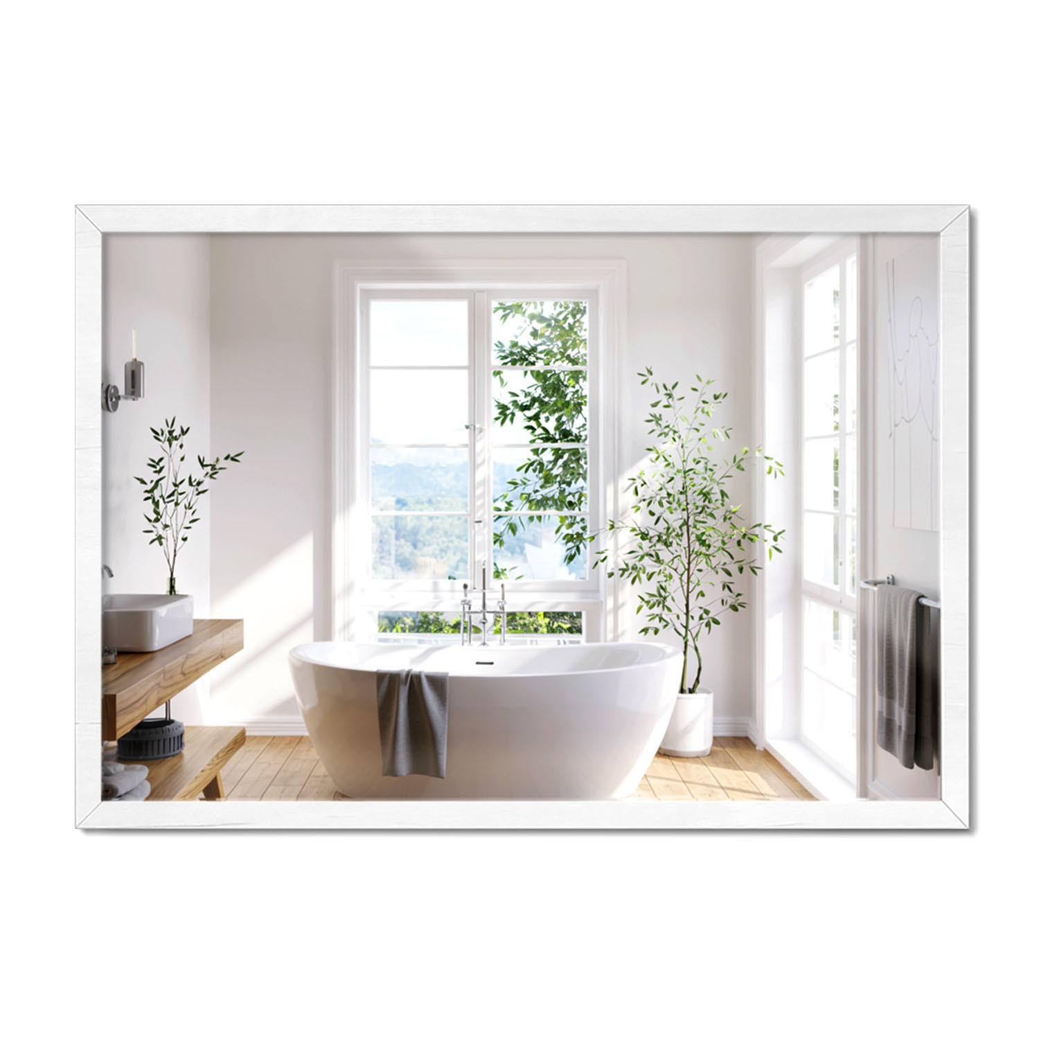 Wallfluent Spiegel Weiß 100x70x0.4 cm