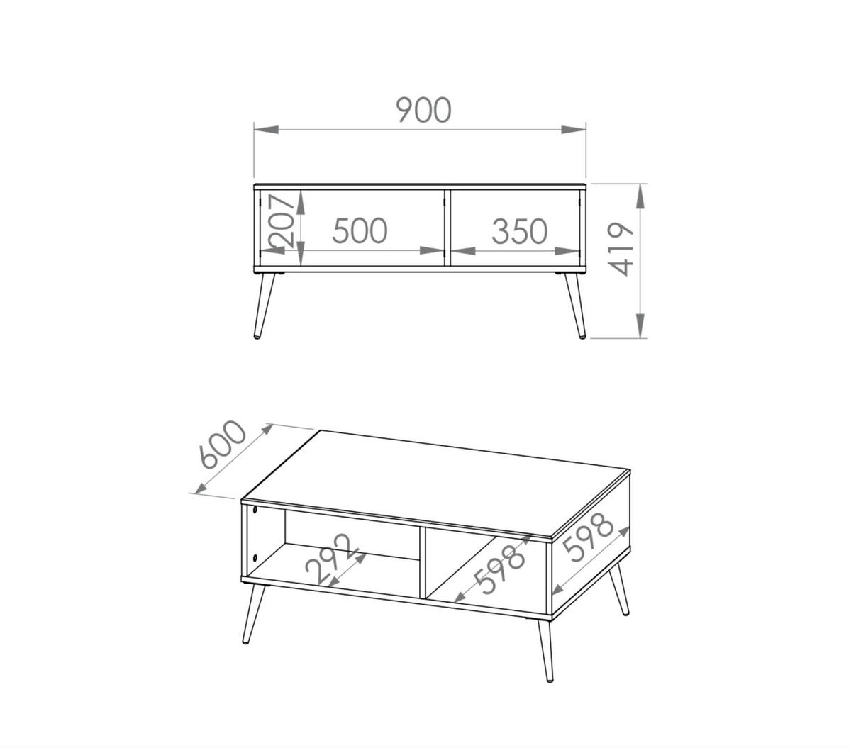 COUCHTISCH GOLDIN Weiß 90x60x42 cm - Weiß, Holzwerkstoff (60/90/42cm) - FURNLUX