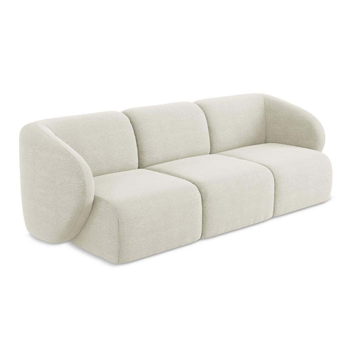 3-SITZER SOFA Bouclé Stoff Beige - Sandfarben/Schwarz, Holzwerkstoff/Kunststoff (244/75/94cm) - LaMiaSofa