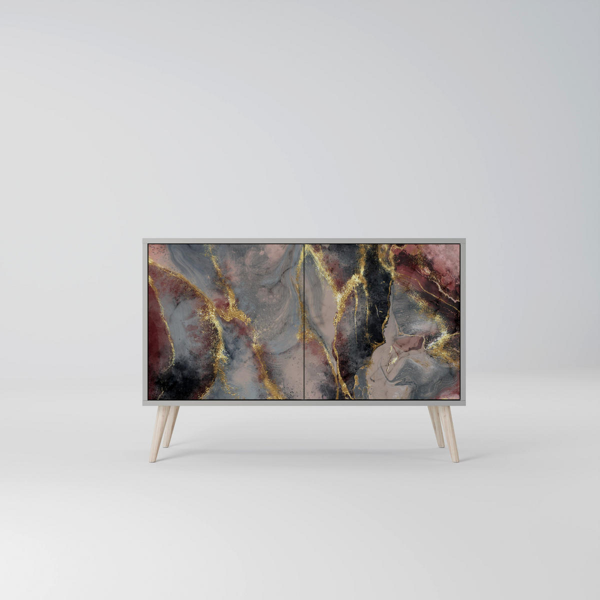 SIDEBOARD GOLDEN TIDES, Eicheneffekt, 111x42x77,5 cm, 2 Türen - Eichefarben/Buchefarben, Holzwerkstoff/Buchenholz (111/77.5/42cm) - SpaceRebels