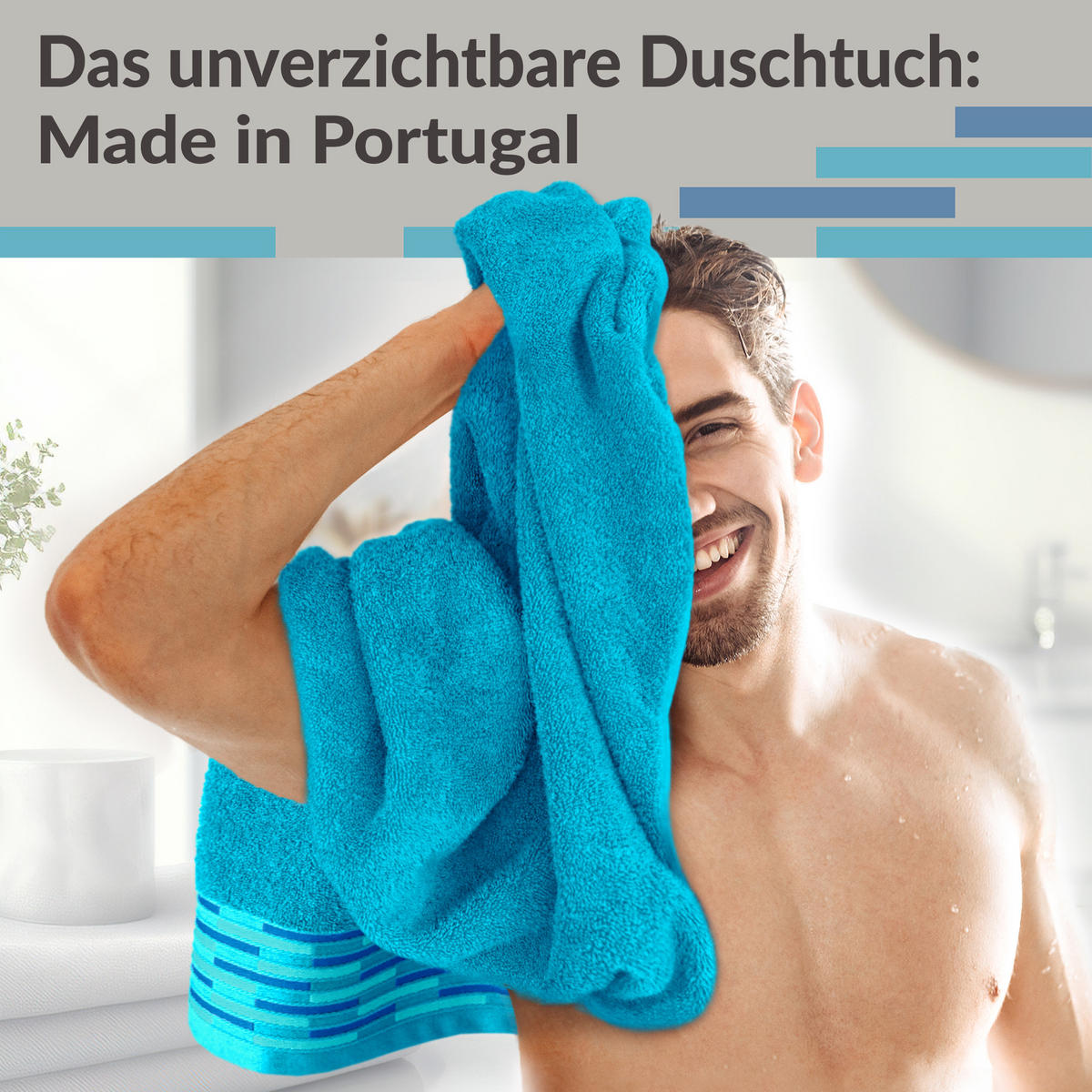 DUSCHTUCH Lugano Aquamarin 2er 70x140 cm - Blau, Textil (70/140cm) - Lashuma