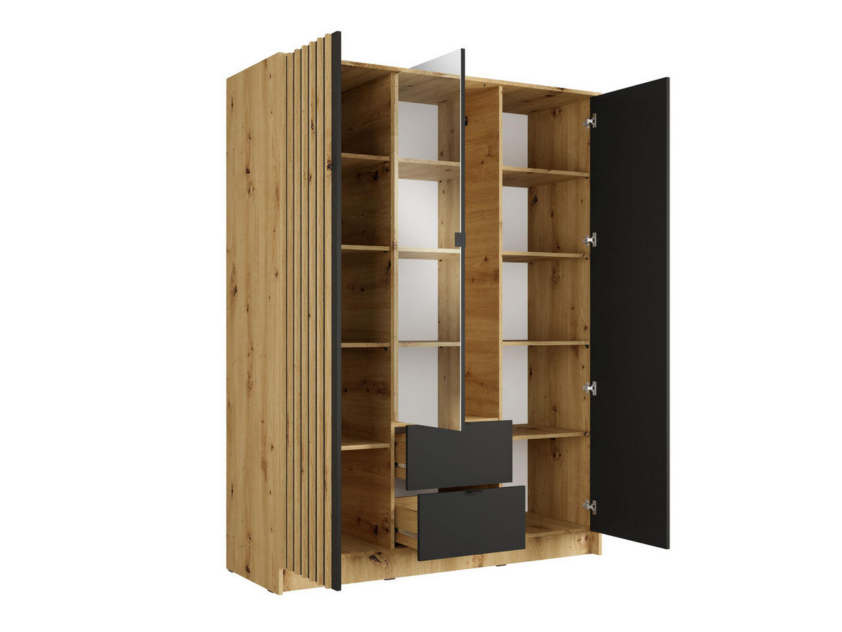 KLEIDERSCHRANK Eiche Artisan, Onyx Schwarz 151/201/55 - Eiche Artisan, Holzwerkstoff (151/201/55cm) - RAUMHIRSCH FURNITURE