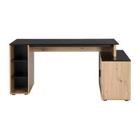 SCHREIBTISCH - 174 cm x 120 cm - Holz, Platte - Schwarz, Naturfarben Hell - ROMIARA - Schwarz/Naturfarben, Holz (120/174/76cm) - Vente-Unique