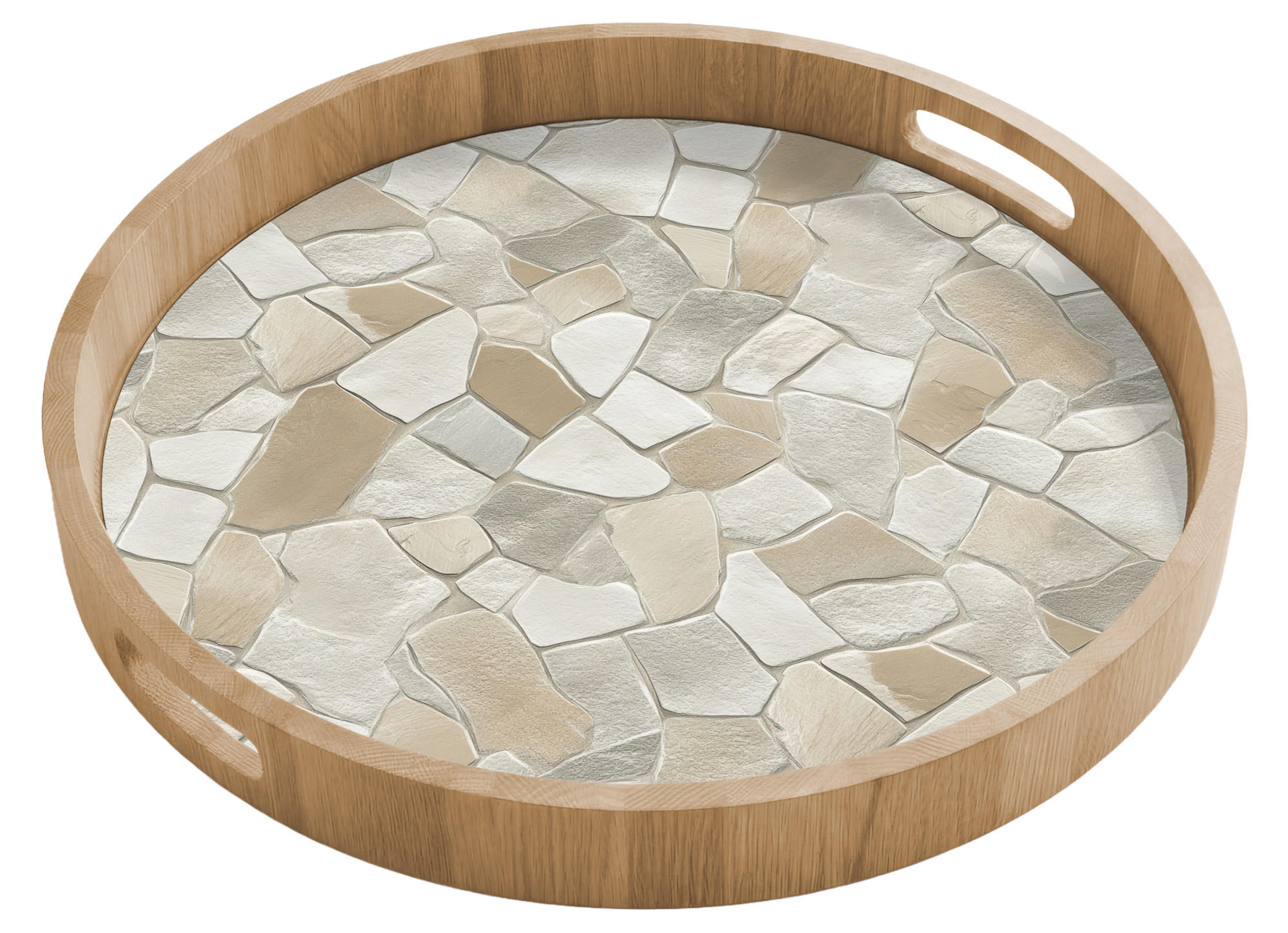 TABLETT - Mosaik - Steine - Beige - 50x50 cm - Beige, Holz (50/5/5cm) - OnlyWow