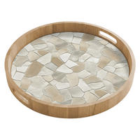 TABLETT - Mosaik - Steine - Beige - 50x50 cm - Beige, Holz (50/5/5cm) - OnlyWow