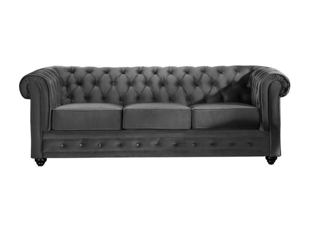 COUCHGARNITUR 3+1 - Samt - Anthrazit - CHESTERFIELD - Anthrazit, Textil (88/72/205cm) - Vente-Unique