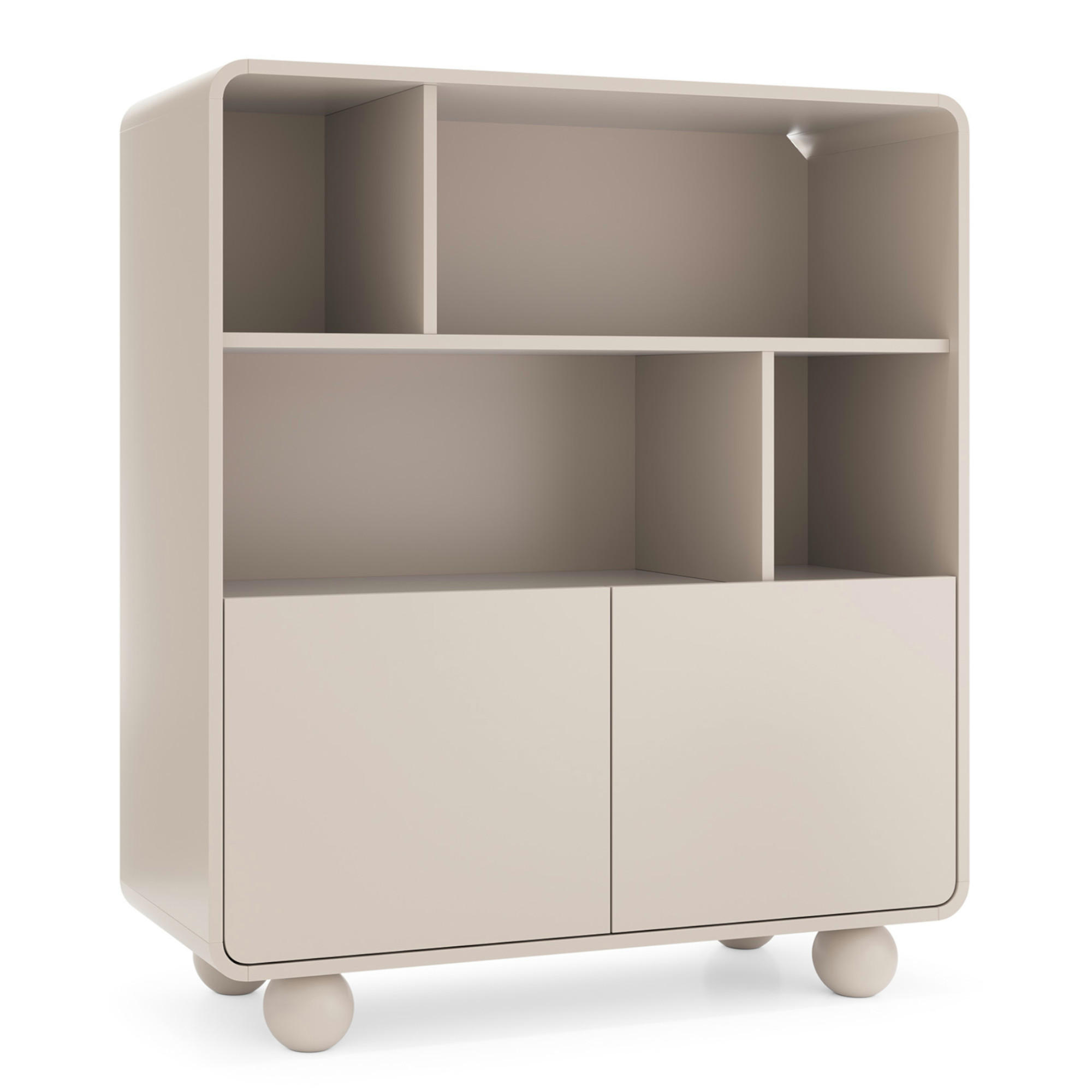 BÜCHERREGAL KAMLOOPS REG1-2D Abgerundeter Korpus, Kaschmir - Kaschmir, Holz/Holzwerkstoff (108/121/39cm) - Komodee