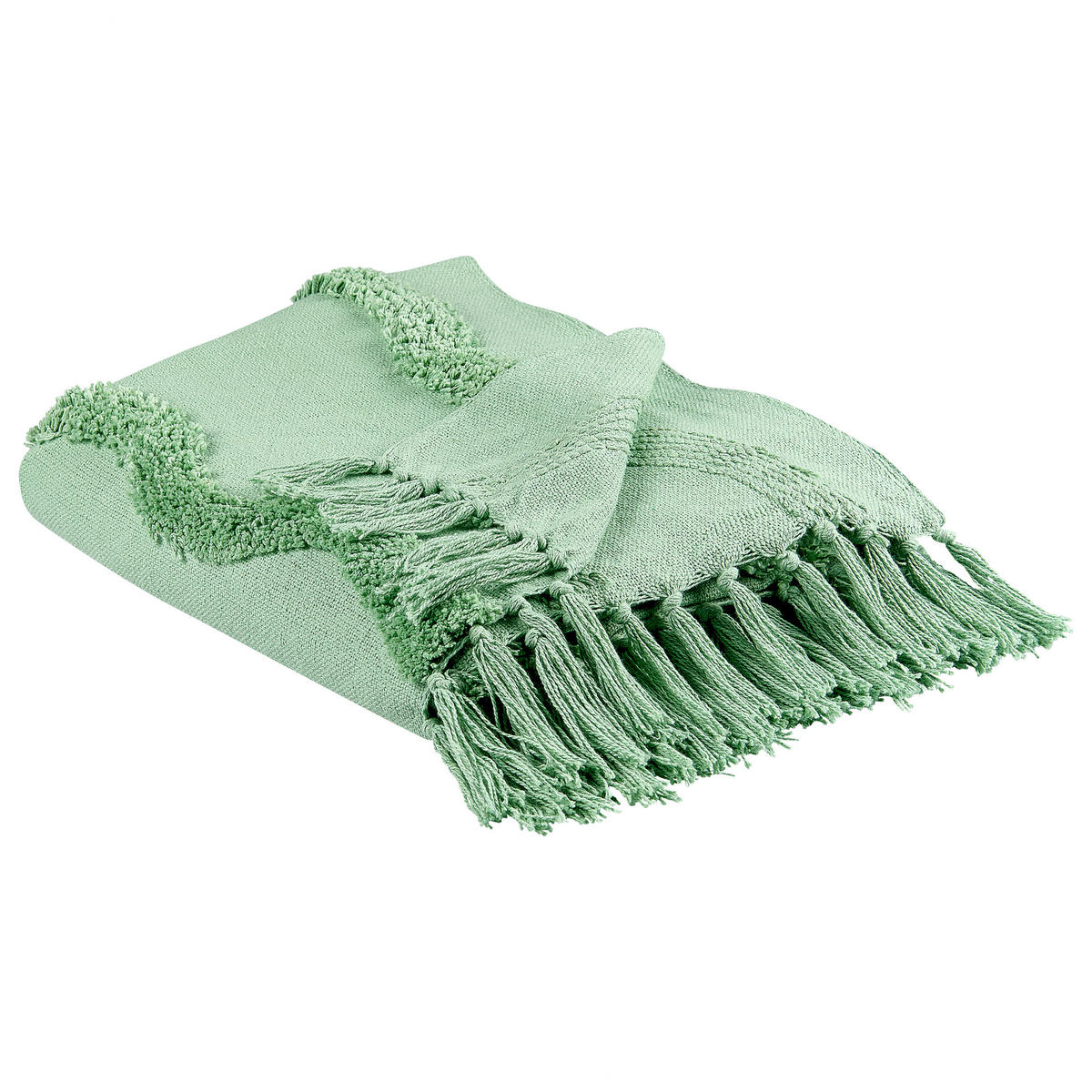 DECKE Hellgrün Khari 125/150 cm - Hellgrün, Naturmaterialen/Textil (125/150cm) - Beliani