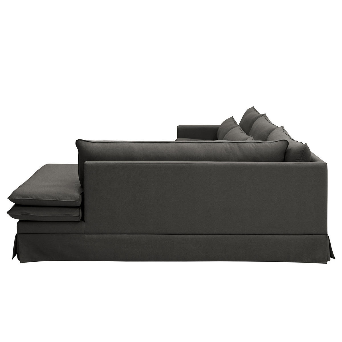 ECKSOFA mit Husse - Ottomane, Webstoff - Anthrazit/Schwarz, Kunststoff/Textil (299/222cm) - home24