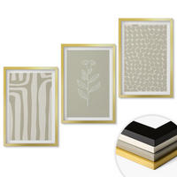 WANDBILDER 3er Set - 40x60 cm Goldrahmen - Geometrische Pflanzenmuster - Goldfarben, Kunststoff (40/60cm) - ArtPrintCave