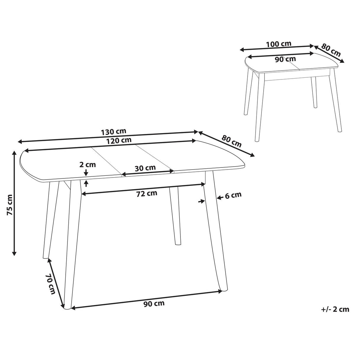 ESSTISCH 100-130/80/75 cm Dunkelbraun Rechteckig Toms - Dunkelbraun, Holzwerkstoff (80/130/75cm) - Beliani