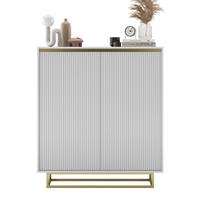 HIGHBOARD Selene 2D Weiß Matt 111 cm goldfarbener Rahmen - Goldfarben/Weiß, Holzwerkstoff/Metall (111/125/35cm) - Meble Lindner