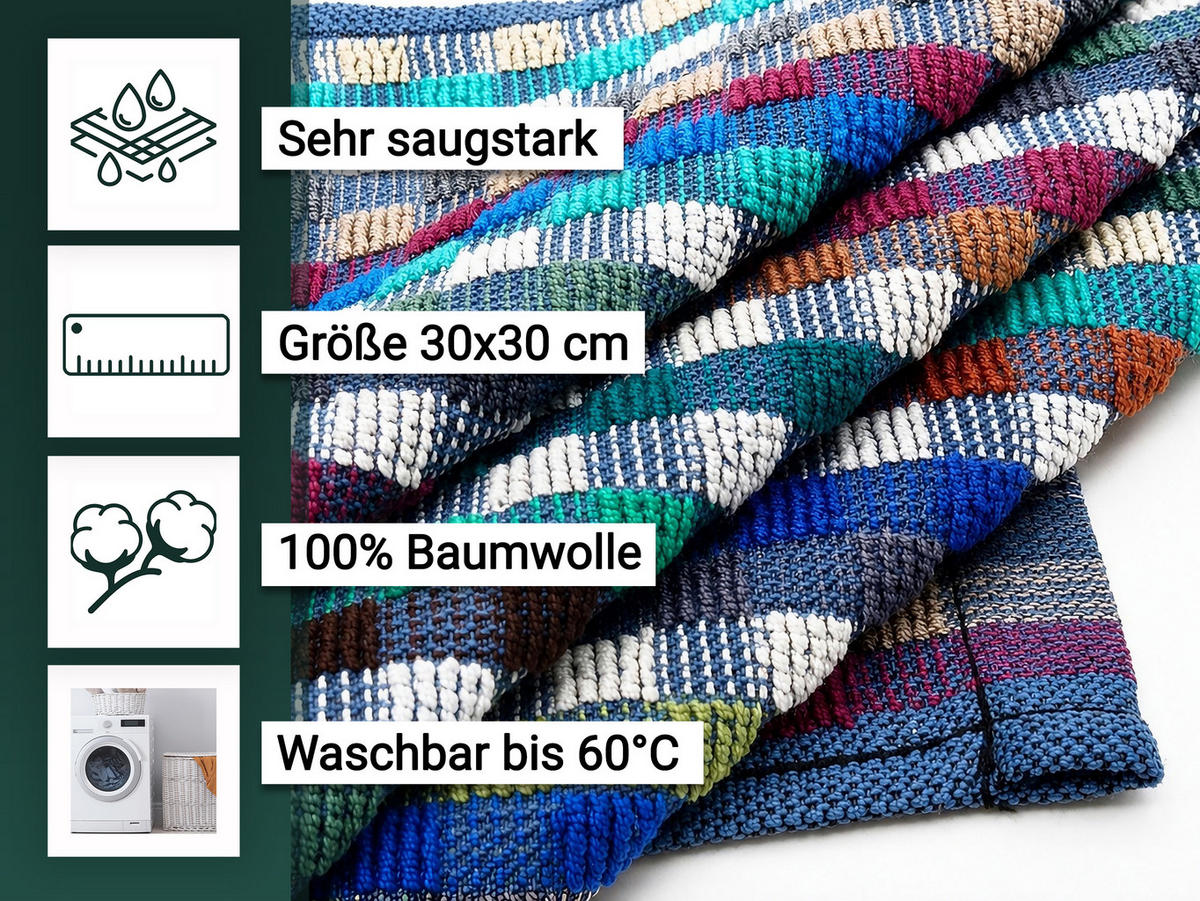 SEIFTÜCHER, 10er-Set, 30x30 cm, 100% Baumwolle, bunt - Multicolor, Textil (30/30cm) - Zollner