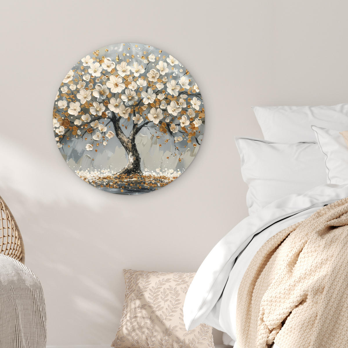 WANDBILD Baum - Gold - Blumen - Abstrakt - Kunst 60x60 cm - Goldfarben, Kunststoff (60/60cm) - MuchoWow