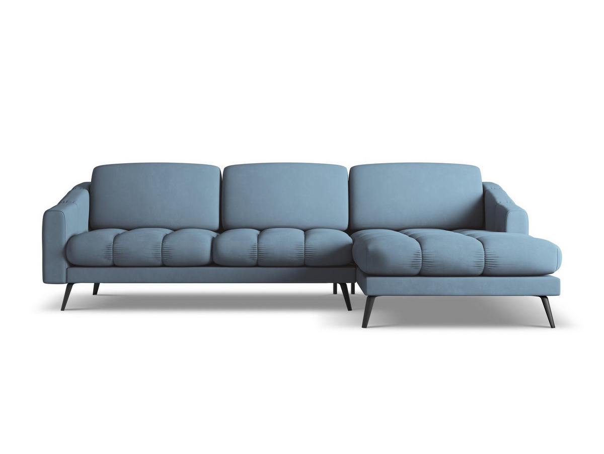ECKSOFA Rechts Chenille Stoff Blau - Blau/Blaugrau, Textil/Metall (264/160cm) - Makamii