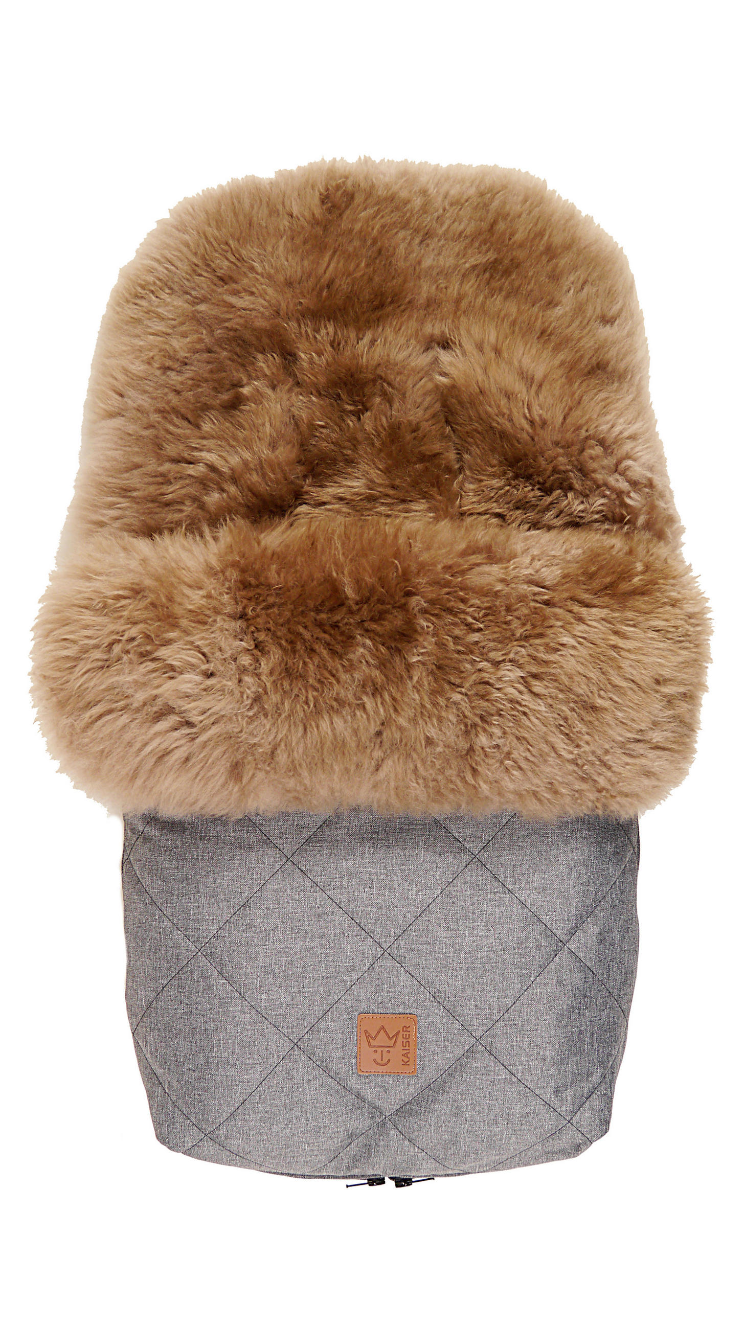 LAMMFELL-FUSSSACK Nelly, cappuccino, anthracite melange - Grau, Fell (46/8/88cm) - Kaiserbaby