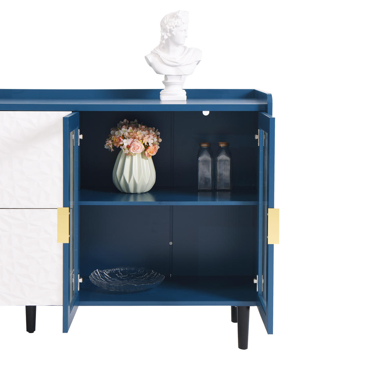 SIDEBOARD Blau 150/40/80 cm - Blau, Holzwerkstoff (150/80/40cm) - PANGIVO