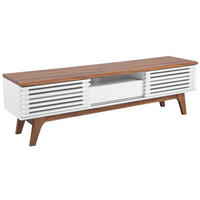 TV STOLEK Tmavě hnědý, Bílý DETROIT 35/149/44 cm - bílá/tmavě hnědá, kompozitní dřevo (149/44/35cm) - Beliani