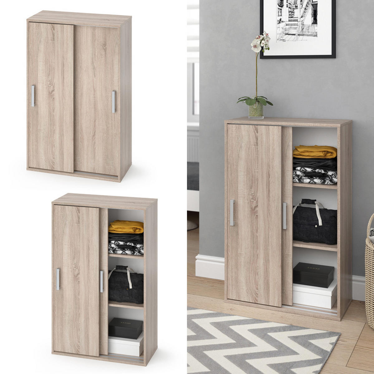 GARDEROBENSCHRANK Falk Sonoma 68 x 108.5 cm - Sonoma Eiche, Holzwerkstoff (68/108.5/33cm) - Vicco