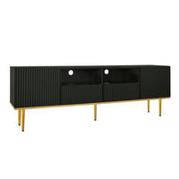 TV Lowboard goldene Füße, Stauraum, Schwarz - Schwarz, Holz (165/55/36cm)
