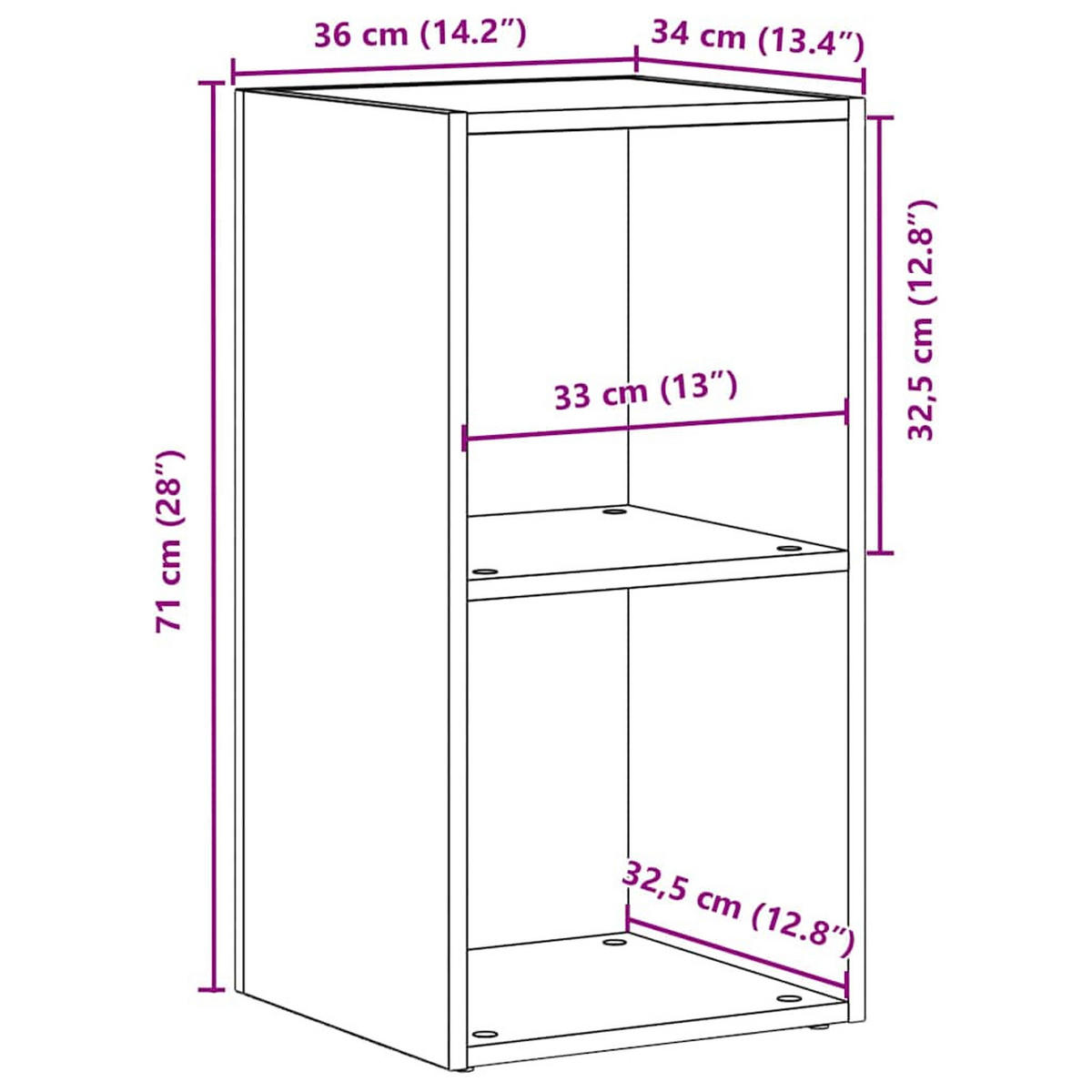 LP-AUFBEWAHRUNGSBOX Schwarz Eichen-Optik 71/34/36Cm - Schwarz, Holzwerkstoff (34/36/71cm) - vidaXL