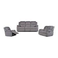 COUCHGARNITUR mit Sessel - 6 Personen - Stoff, Stoff - Grau - HERNANI - Grau, Textil (210/99/96cm) - Vente-Unique