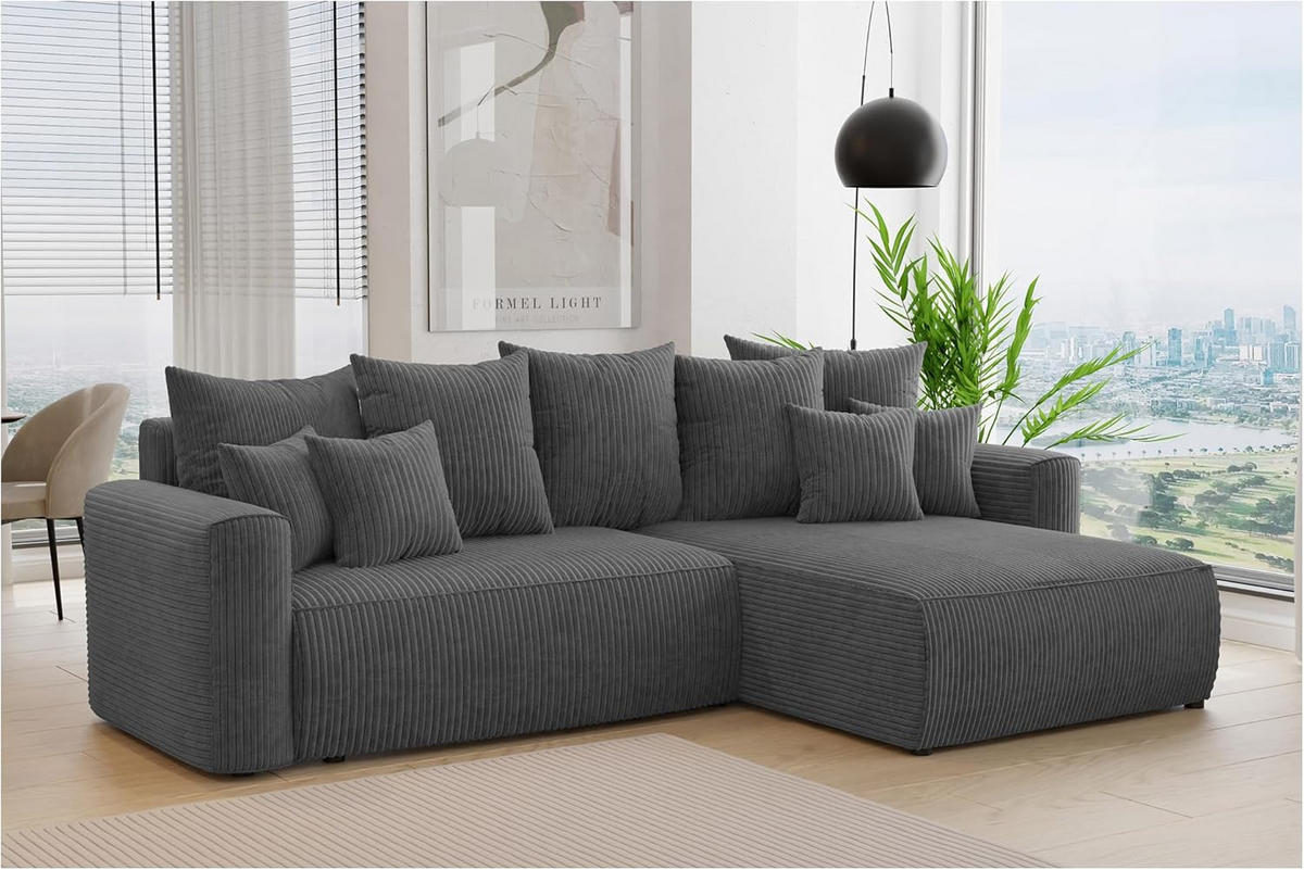 ECKSOFA BALI L - Schwarz/Grau, Holzwerkstoff (260/160cm) - Meblini