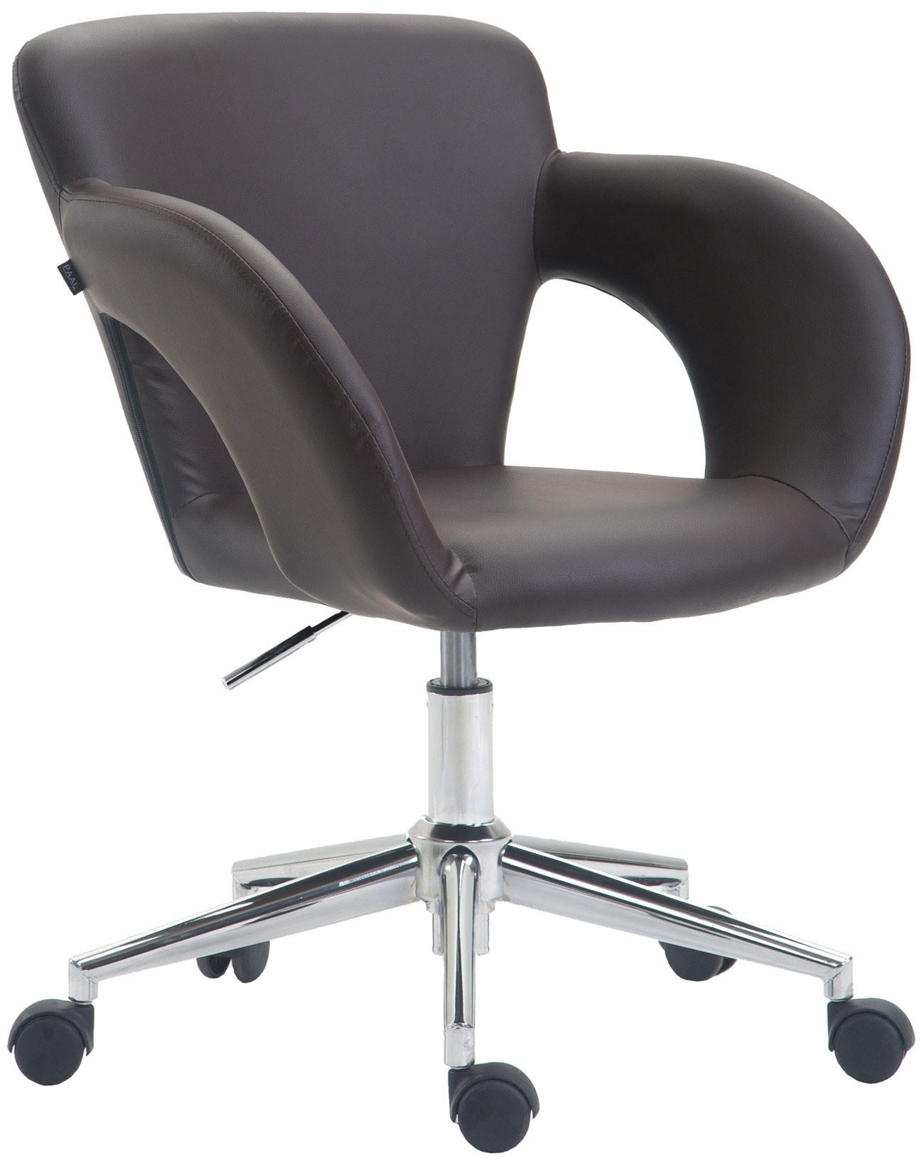 DREHSTUHL Lederlook braun - Chromfarben/Braun, Textil/Metall (62/81/56cm) - CLP