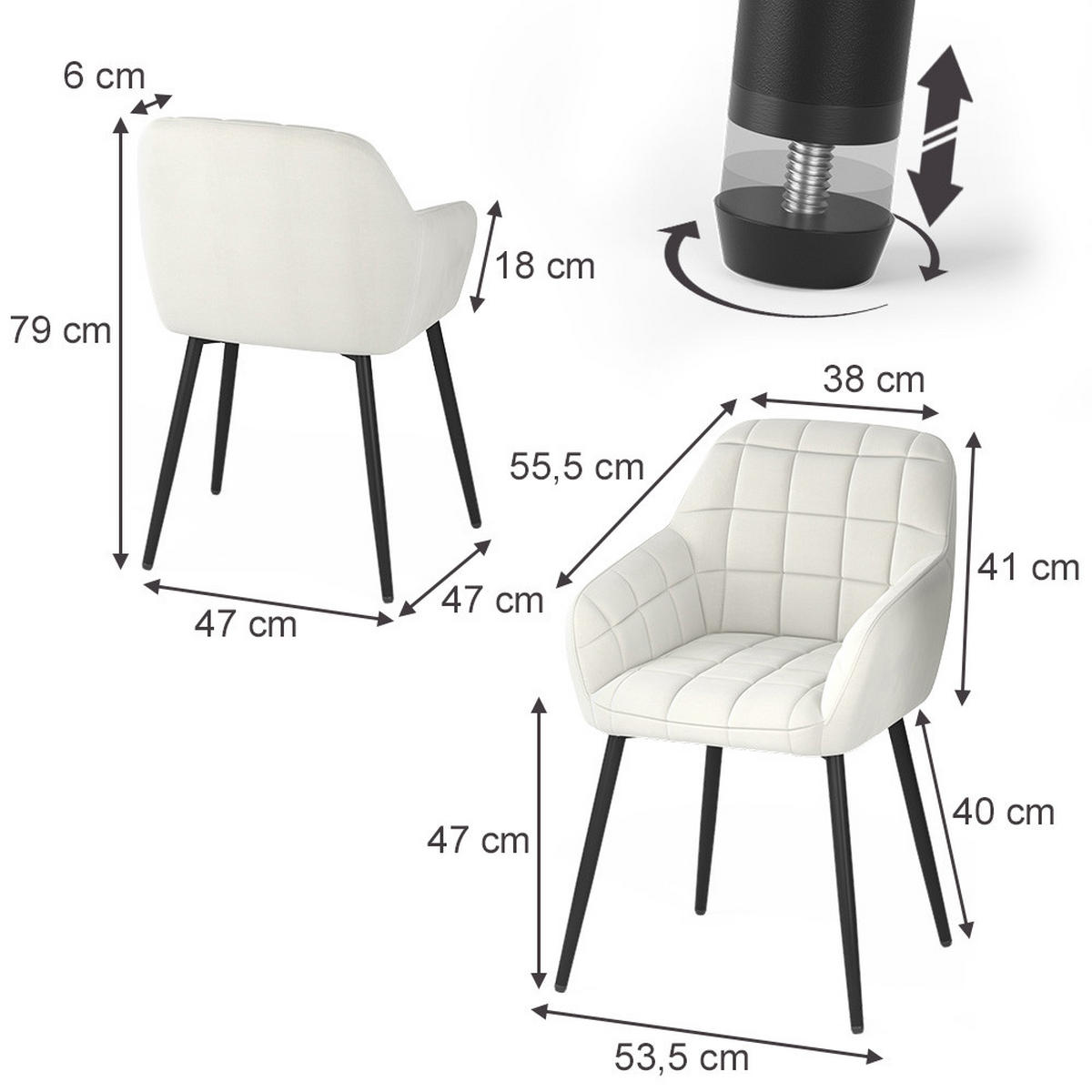 ŽIDLE JÍDELNY Relio Béžová 53.5 x 55.5 cm Sada 2 kusů - béžová, textil (53.5/79/55.5cm) - Vicco