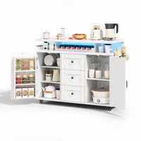 KÜCHENINSEL MIT KLAPPBARER ARBEITSPLATTE, Küchenwagen, Weingestell, MDF, 138/60/93 cm - Weiß, Kunststoff (60/93/138cm) - Rolipo