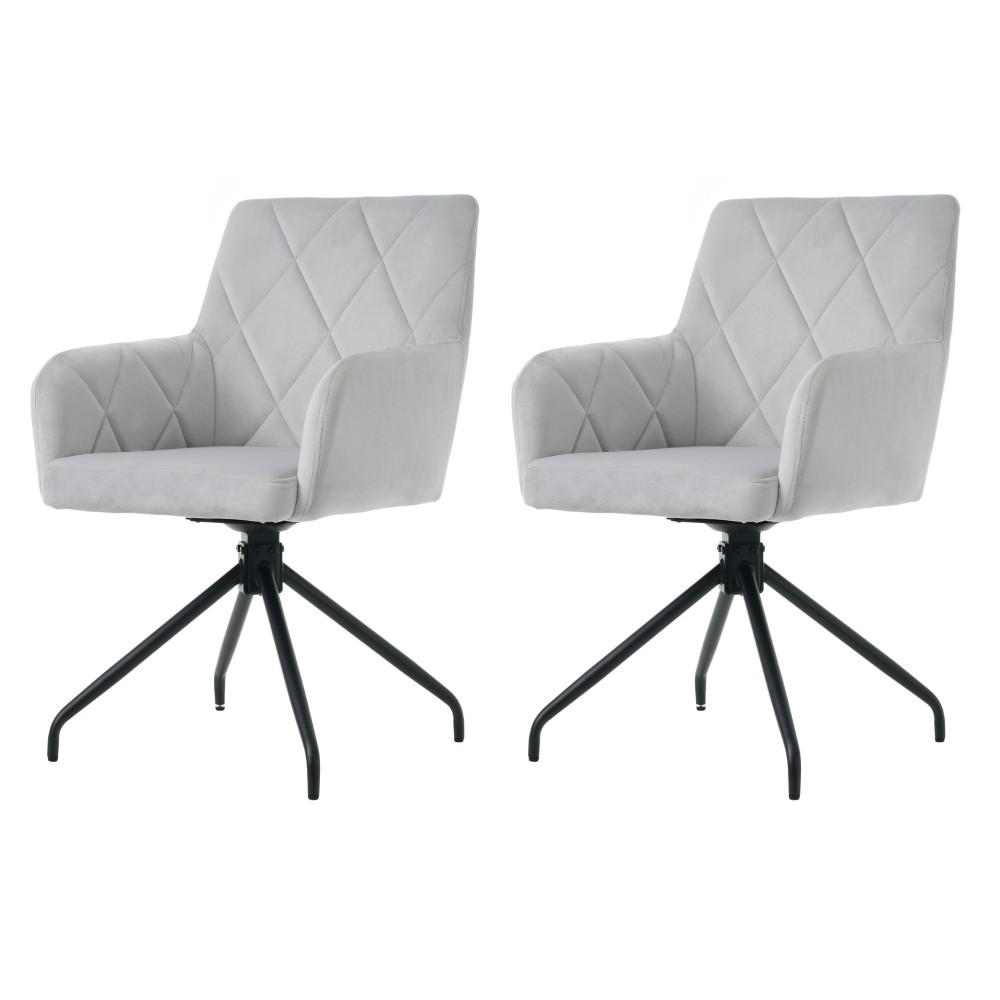 STUHL SET 2 Stück 360° Drehbarer mit Rautenmuster in Grau - Grau, Textil (54/85/60cm) - KOMHTOM