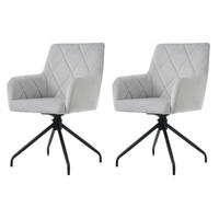 STUHL SET 2 Stück 360° Drehbarer mit Rautenmuster in Grau - Grau, Textil (54/85/60cm) - KOMHTOM