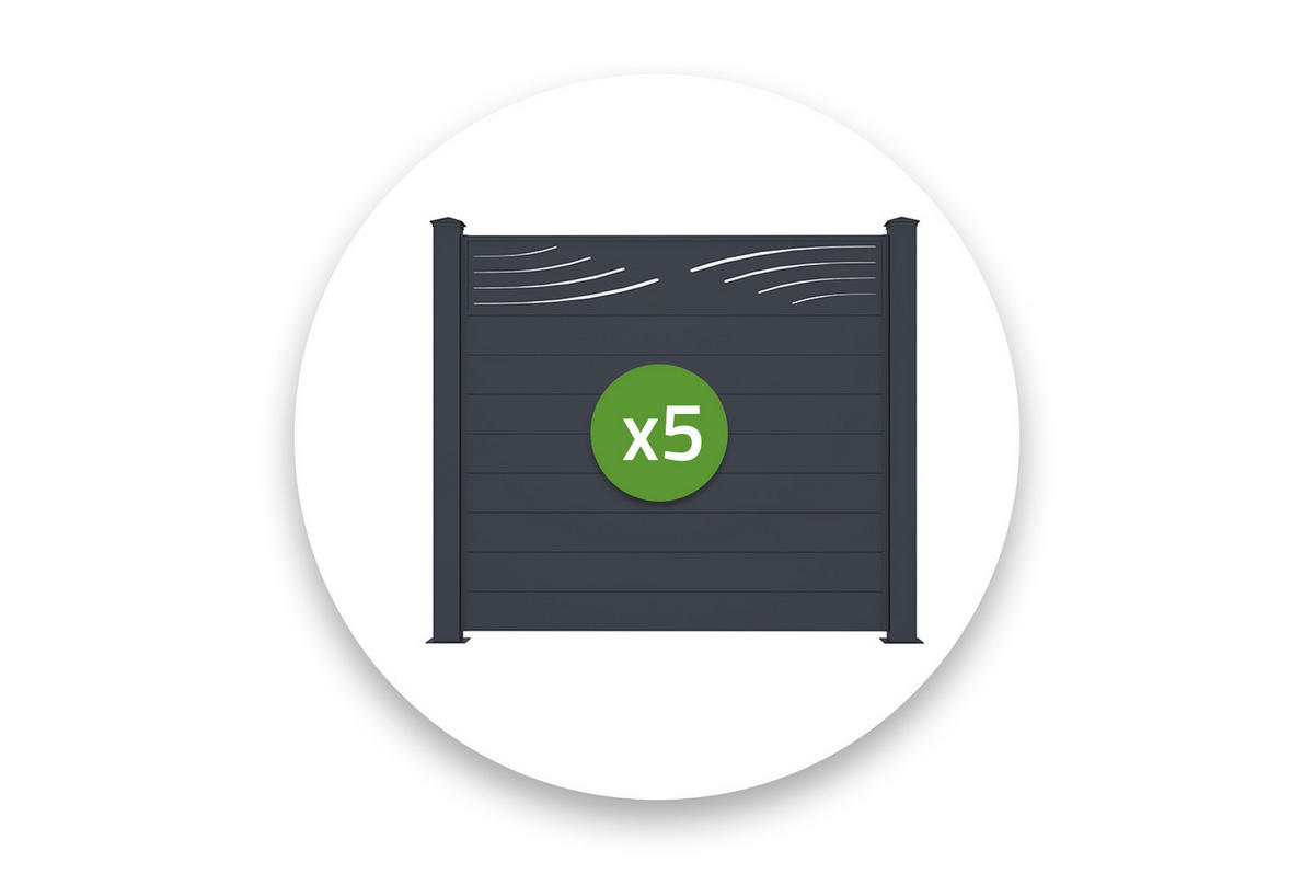 SICHTSCHUTZZAUN 5er-Set Veleta grau 1,9m H.170cm aluminium - Grau, Metall (945/166cm) - Casanoov