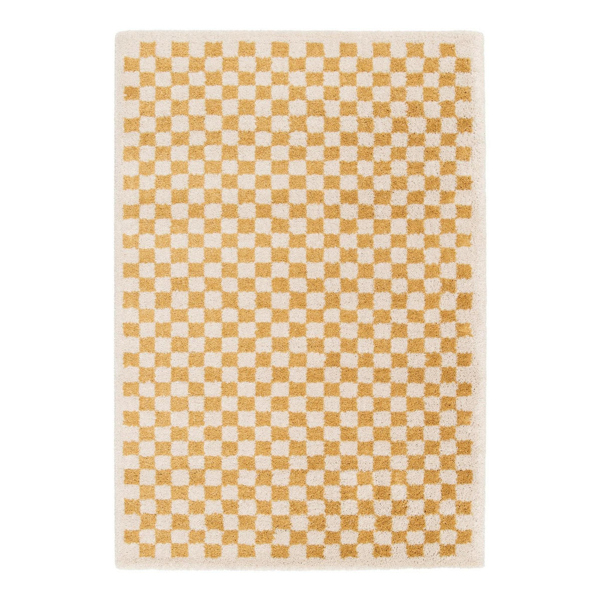 TEPPICH kariert langflorig weich voluminös gelb - Gelb, Textil (120/170cm) - AFK Living