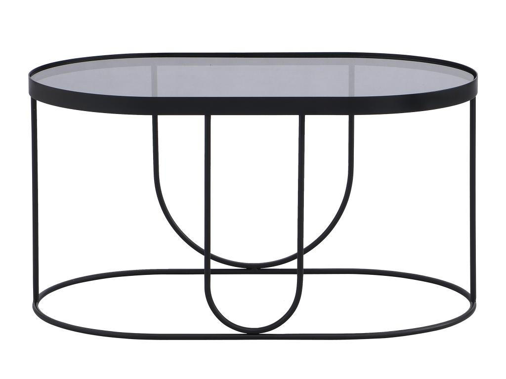COUCHTISCH aus Metall & Rauchglas - Schwarz & Transparent - PRETORIA - Transparent, Glas (75/45/40cm) - Vente-Unique