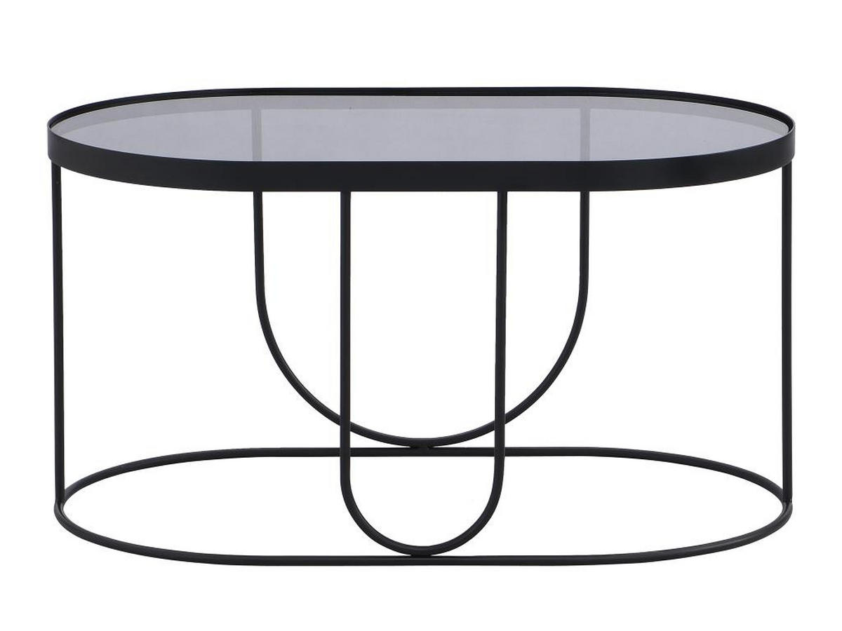 COUCHTISCH aus Metall & Rauchglas - Schwarz & Transparent - PRETORIA - Transparent, Glas (75/45/40cm) - Vente-Unique