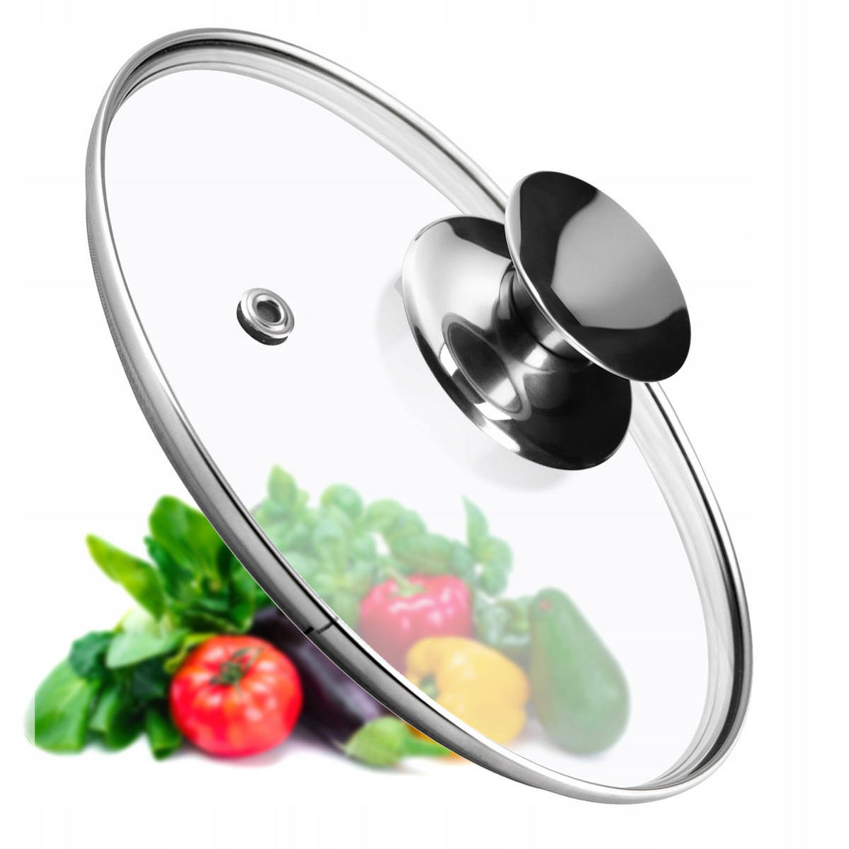 DECKEL mit silbernem Griff, 18 cm - Transparent, Glas/Metall (18cm) - KADAX