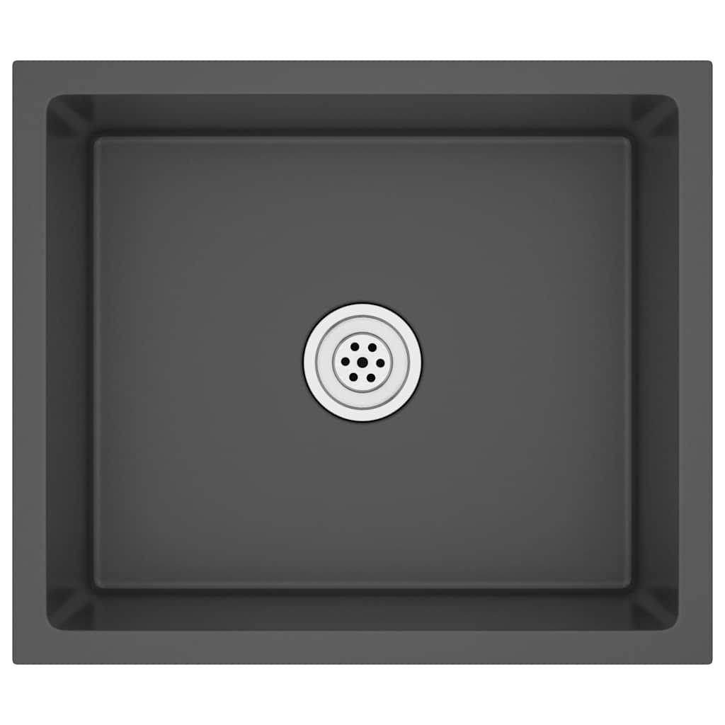 EINBAUSPÜLE Handgemachte Schwarz Edelstahl - Schwarz, Metall (44/20/51cm) - vidaXL