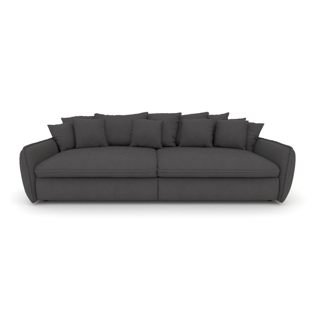 BIGSOFA Hereford XXL Flachgewebe Grau inkl. 12 Kissen 274/131/61 cm - Dunkelgrau, Kunststoff/Textil (274/61/131cm) - foamnova