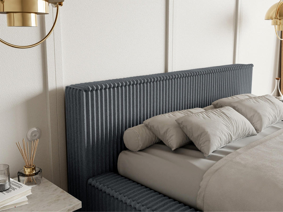 POLSTERBETT AFFOLIO Grau 180x200 cm - Schwarz/Grau, Holz/Textil (180/200cm) - Selsey