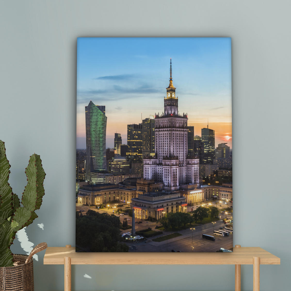 LEINWANDBILD Polen - Sonne - Warschau 60x80 cm - Blau, Textil (60/80cm) - MuchoWow