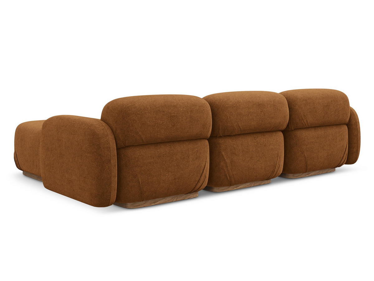 ECKSOFA Beidseitig Bouclé Stoff Orange - Pink/Terra cotta, Holz/Textil (270/190cm) - Makamii